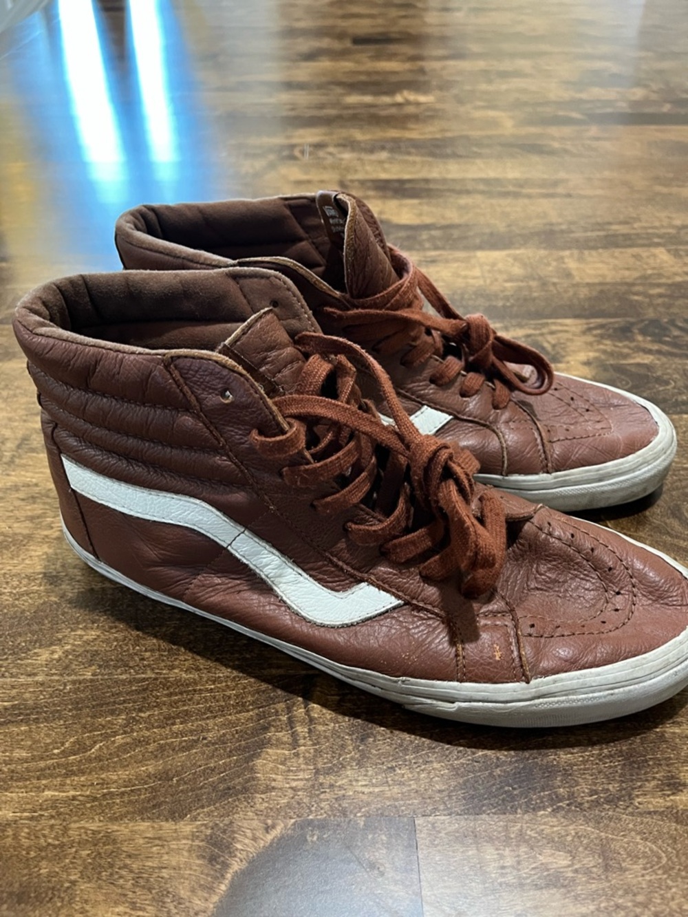 Vans Brown High-Top Sneakers with White Side Stripe